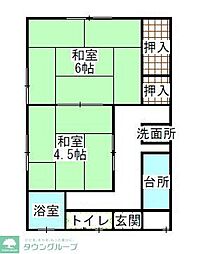 コーポ細渕 2Kの間取図画像