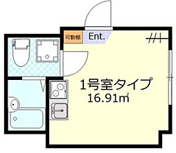 シンエンライト立川 ワンルームの間取図画像