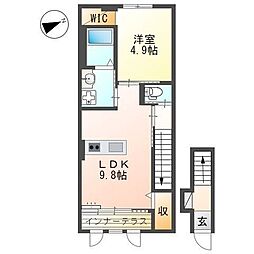 リーオイスラ 1LDKの間取図画像