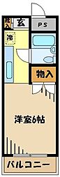 リバーサイドパーク小作 1Kの間取図画像