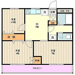 サカエマンション 3DKの間取図画像