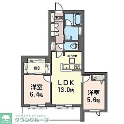 カーネル 2LDKの間取図画像