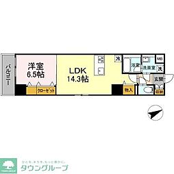 セントラル立川 1LDKの間取図画像