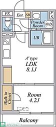 (仮称)リブリ・八王子市台町 1Kの間取図画像