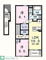 ホワイトキャッスル友 2LDKの間取図画像