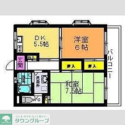 ビラエスポアール 2DKの間取図画像