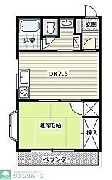 第3ハイム秋喜 1DKの間取図画像