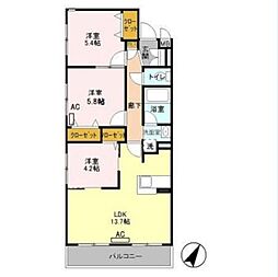 クレア立川 3LDKの間取図画像