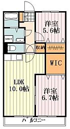 アリコ・ヴェール 2LDKの間取図画像