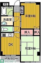 メゾンドボヌアー 2DKの間取図画像