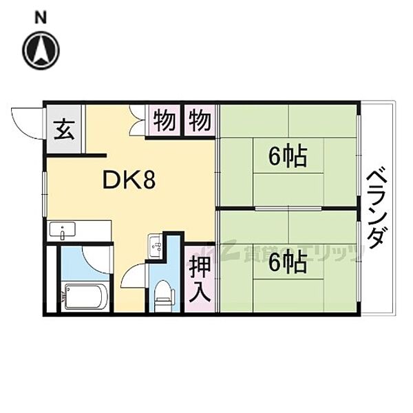 大阪府寝屋川市田井西町(賃貸マンション2DK・3階・44.00㎡)の写真 その2