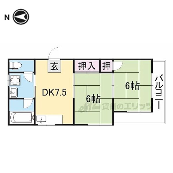 奈良県生駒市桜ヶ丘(賃貸アパート2DK・1階・43.00㎡)の写真 その2