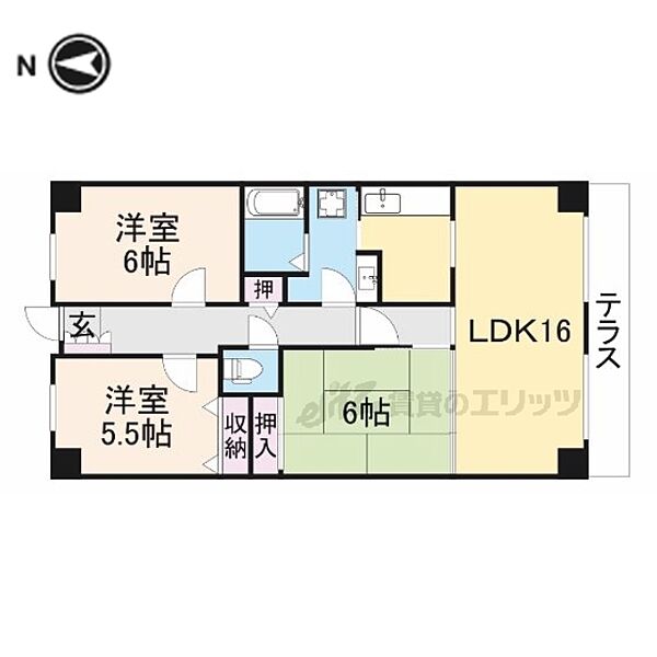 大阪府交野市天野が原町1丁目(賃貸マンション3LDK・1階・72.73㎡)の写真 その2