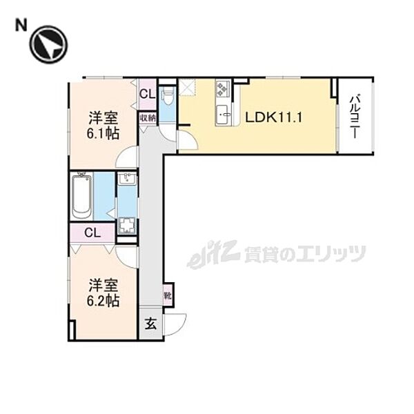 大阪府寝屋川市小路北町(賃貸アパート2LDK・2階・57.94㎡)の写真 その2