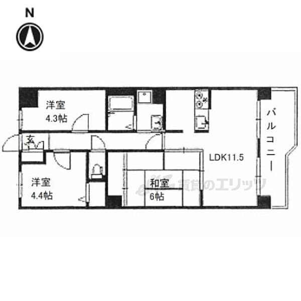 奈良県奈良市西木辻町(賃貸アパート3LDK・5階・63.39㎡)の写真 その2