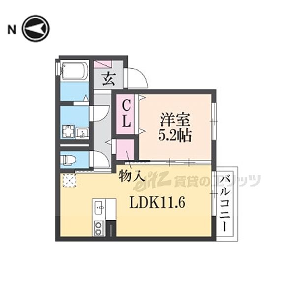 奈良県橿原市新賀町(賃貸アパート1LDK・2階・41.95㎡)の写真 その2