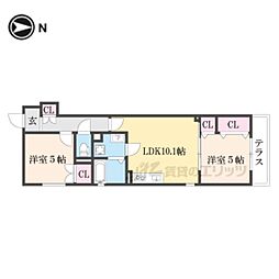 クリエオーレ天理 2LDKの間取図画像