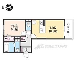 JR桜井線 帯解駅 徒歩22分の賃貸アパート 3階1LDKの間取り