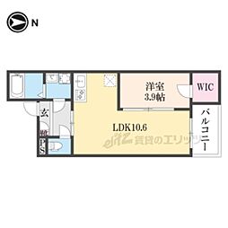 ジーメゾン郡山リアン 2階1LDKの間取り