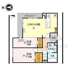 カサ・リチェル 3階2LDKの間取り