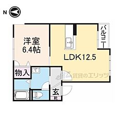 グランパルク 1階1LDKの間取り