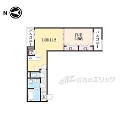 アプリコットIII 2階1LDKの間取り