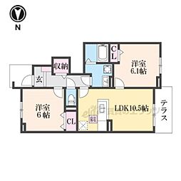 近鉄南大阪線 磐城駅 徒歩7分の賃貸アパート 1階2LDKの間取り