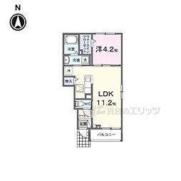 JR桜井線 京終駅 徒歩10分の賃貸アパート 1階1LDKの間取り