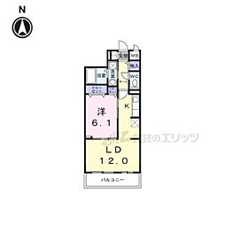 近鉄橿原線 九条駅 徒歩4分の賃貸アパート 3階1LDKの間取り