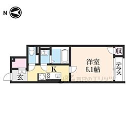 クレイノ聡 1階1Kの間取り