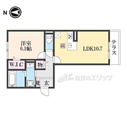 JR関西本線 奈良駅 徒歩13分の賃貸アパート 1階1LDKの間取り