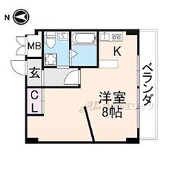 近鉄奈良線 近鉄奈良駅 徒歩2分の賃貸マンション 6階ワンルームの間取り