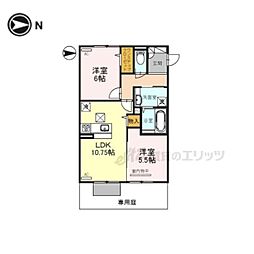 近鉄大阪線 近鉄下田駅 徒歩5分の賃貸アパート 1階2LDKの間取り