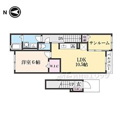 近鉄橿原線 八木西口駅 徒歩20分の賃貸アパート 2階1LDKの間取り