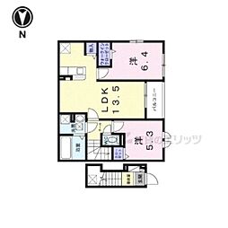 ヴェルデ　ルーチェ 2階2LDKの間取り