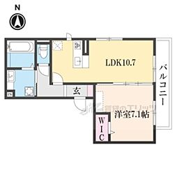 JR関西本線 奈良駅 徒歩18分の賃貸アパート 1階1LDKの間取り
