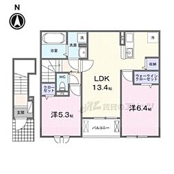 ピュアブルーム 204 2階2LDKの間取り