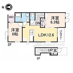 アウローラII 2階2LDKの間取り