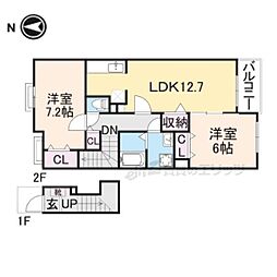 メープルコート1 2LDKの間取図画像
