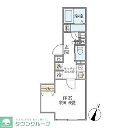 プラティーク中野坂上 1Kの間取図画像