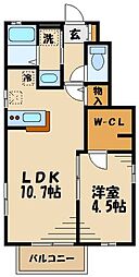 シェソワ経堂B 1LDKの間取図画像