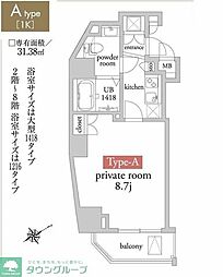 アーベイン中野新橋 1Kの間取図画像