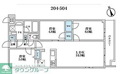 S-RESIDENCE富士見ヶ丘afford 2階3LDKの間取り
