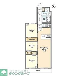 アジールコート練馬中村橋 2階3LDKの間取り