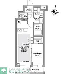 コンフォリア・リヴ東中野 2階1LDKの間取り