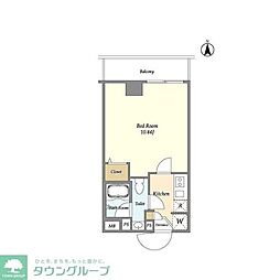 アルファコート下赤塚 3階1Kの間取り