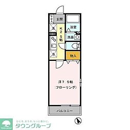 シェルヴィラージュ 2階1Kの間取り