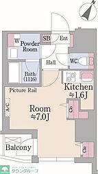 グランハイツ曙橋 3階1Kの間取り