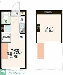 Avenir 上石神井 1階ワンルームの間取り