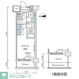 ウエリスアーバン中野坂上 3階1Kの間取り